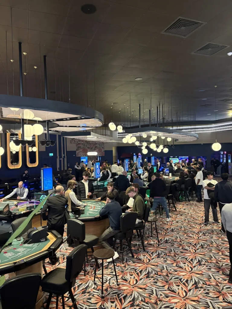 Gaming floor with table games inside Grosvenor Casino Brighton