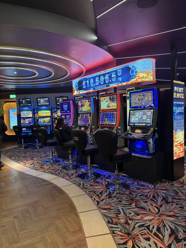 Slot machines area inside Grosvenor Casino Brighton