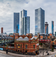 Manchester city skyline with modern high-rise buildings