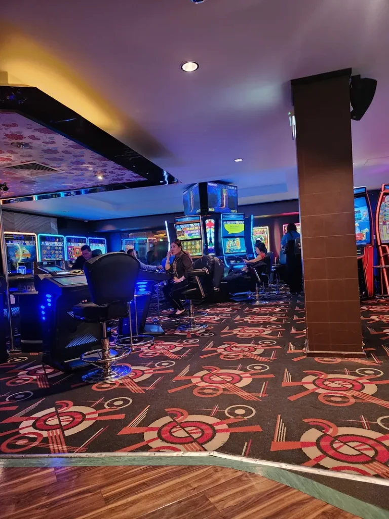 Empire Casino slot machines area with patterned carpet