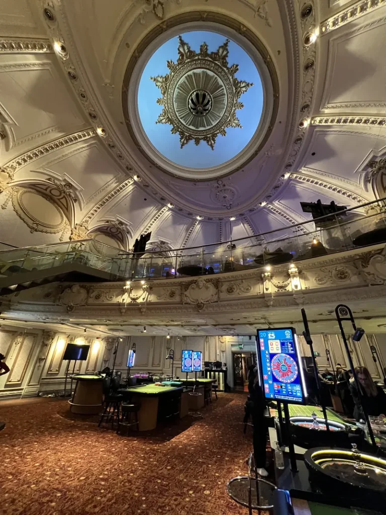 Ornate dome above the casino floor at Grosvenor Casino London The Rialto