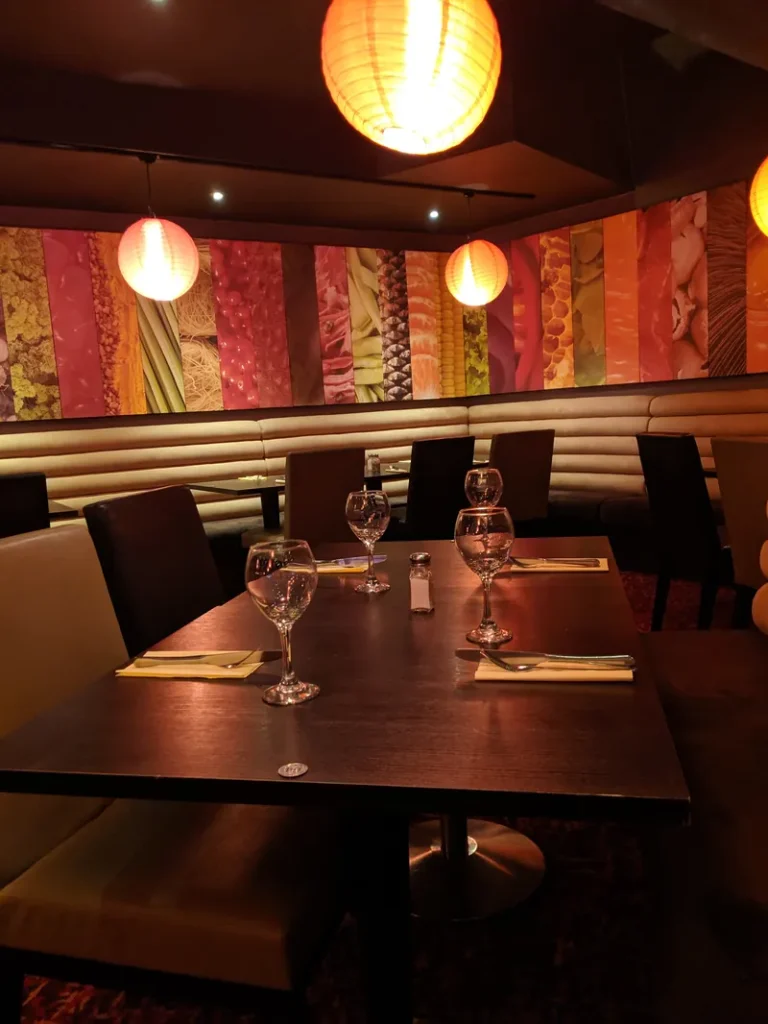 Restaurant seating area inside Grosvenor Casino Newcastle