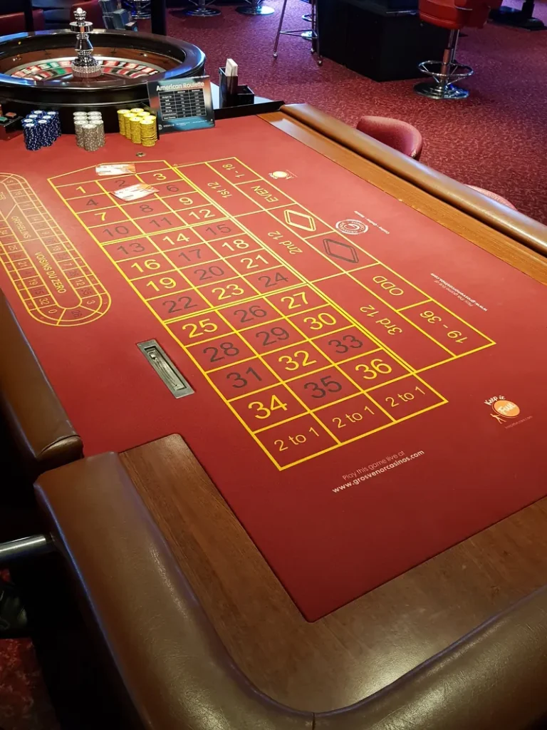 American roulette table inside Grosvenor Casino Plymouth