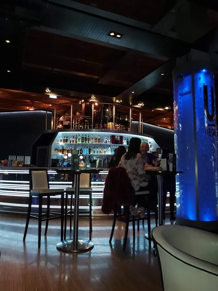 Manchester235 Casino bar with blue lit column