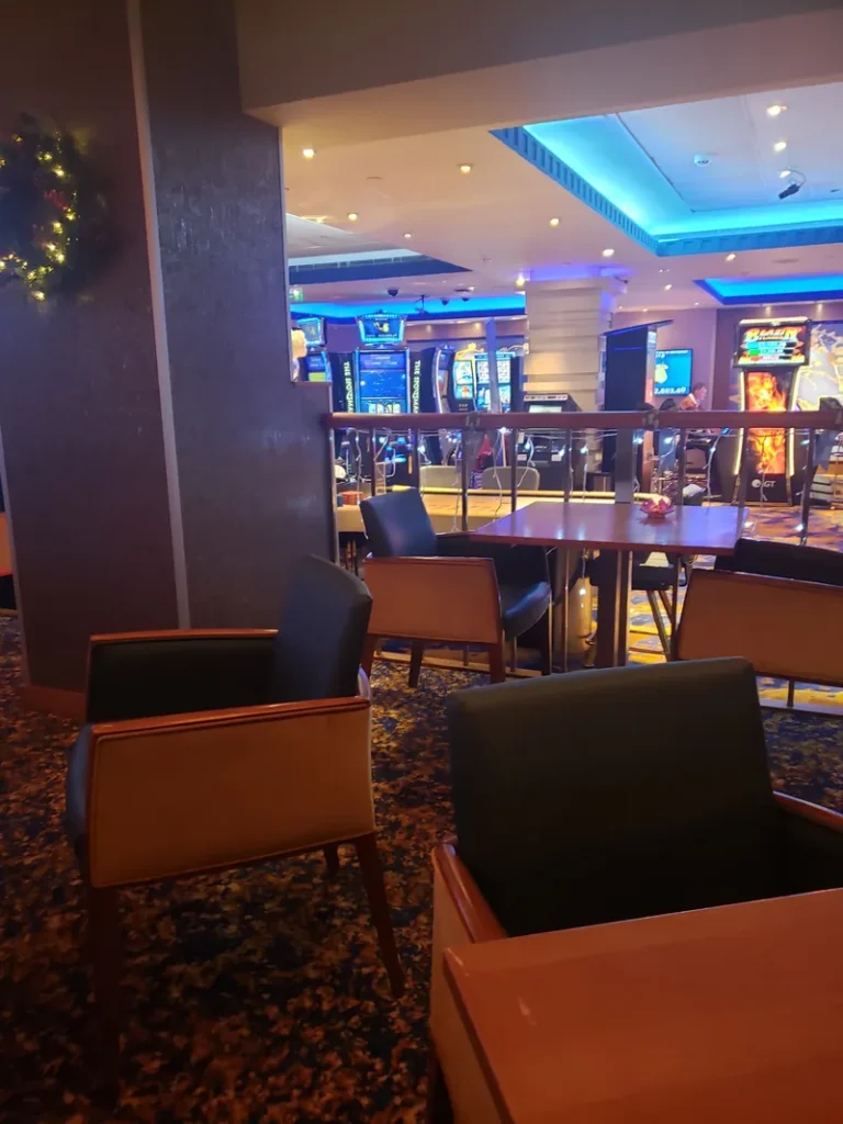The Sportsman Casino lounge overlooking the slot machines